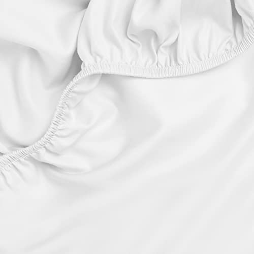 Amqua Mako Satin Spannbettlaken 180x200cm, 100% ägyptische Baumwolle (Zertifiziert), Bettlaken für Boxspringbett & Wasserbett oder Matratzen bis 30cm Höhe, Farbe: Weiß