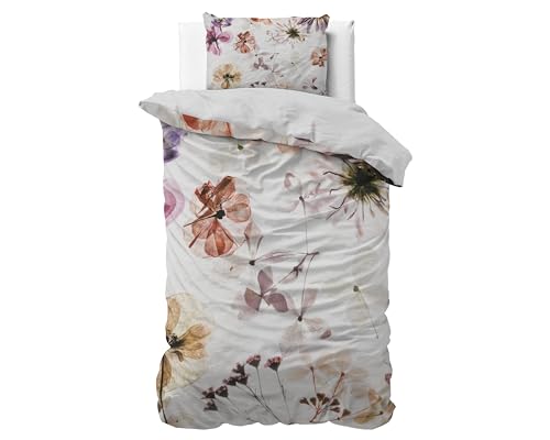 Sleeptime Bettwäsche 2teilig 135cm x 200cm 2teilig bunt   Wunderschöne Blumen   weich & bügelfrei Bettbezüge mit Reißverschluss   Bettwäsche Set mit 1 Kissenbezüge 80cm x 80cm