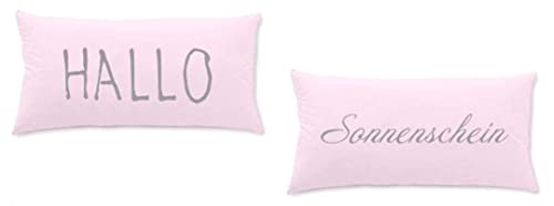 Home Edition 2er Pack Jersey Kissenbezug mit Sprüchen für Kopfkissen, 40 x 80 cm - rosa