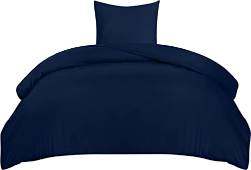 Utopia Bedding Bettwäsche 135x200 Set   Mikrofaser Bettbezug 135x200 cm + 1 Kissenbezug 80x80 cm   Marineblau