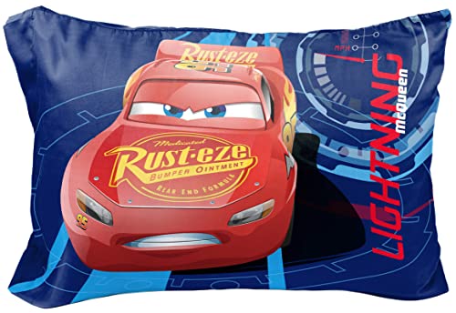 Disney Pixar Cars Lightning Speed 1 Wende-Kissenbezug mit Lightning McQueen & Jackson Storm – doppelseitige Kinder-Bettwäsche (offizielles Disney-Pixar-Produkt)