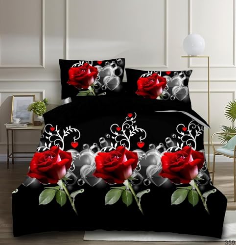 EXSANLIEAY Rose Bettwäsche 135x200 Liebe Bettbezug 3 Teilig Set 2 Kissenbezug 80x80 cm, Weich Mikrofaser Bettwäsche Sets ReißVerschluss