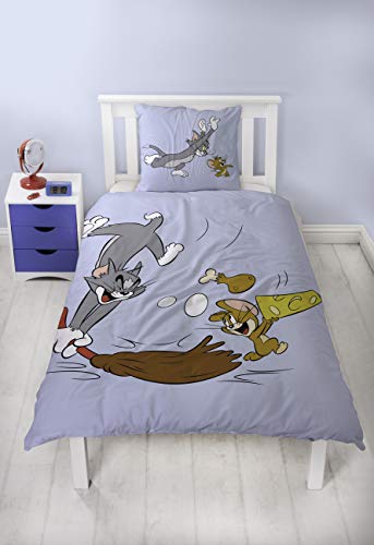 Familando Tom und Jerry Bettwäsche Set 135x200 80x80 cm · Kinderbettwäsche aus 100% Baumwolle mit Reißverschluss · für Jungen und Mädchen
