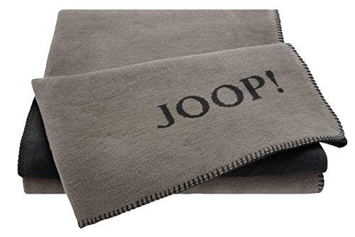Joop!® Uni-Doubleface I flauschig-weiche Kuscheldecke Taupe-Anthrazit I Wohndecke aus Baumwolle und Polyacryl in braun I Tagesdecke 150x200cm I nachhaltig produziert in DE I Öko-Tex Standard 100