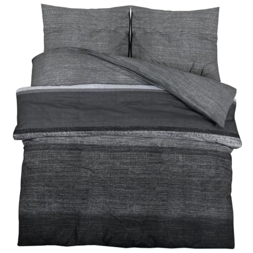 vidaXL Bettwäsche Set, Bettbezug in elegantem Look, Deckenbezug Kissenbezug mit verstecktem Knopfverschluss, Bettdeckenbezug Duvetbezug, Dunkelgrau 260x220cm Baumwolle