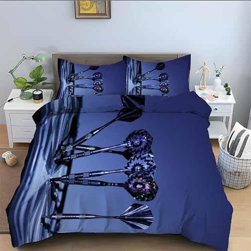 SULATE Bettwäsche 200x220cm Blaue Pfeile Bettwäsche Set Fürs Bett Bettwäsche Set Microfaser Bettbezug und Kissenbezug 50x75cm mit Reißverschluss