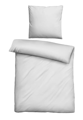 biberna Bettwäsche Tencel 0470500 Uni 1x 155x220 cm + 1x 80x80 cm, Silber/grau