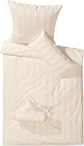 Curt Bauer Como 2044 Mako-Brokat-Damast Bettwäsche 155x200 + 80x80 0639-beige