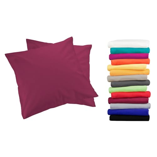 Moon 2er Pack Luxury Linon Kissenbezug 100% Baumwolle-beere-40x40