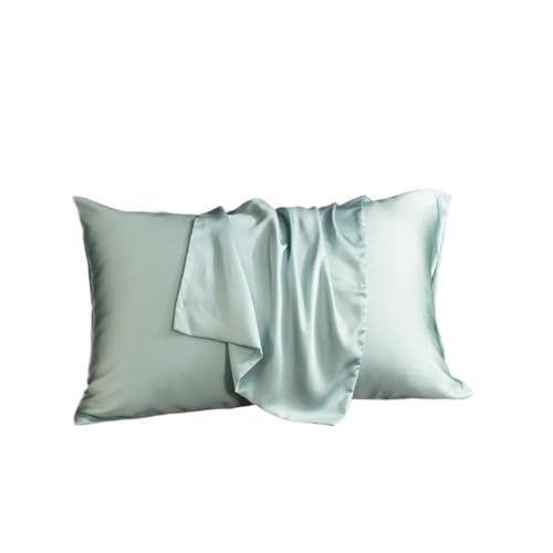 Seiden Kissenbezug Seidenkissenbezug, Haarschutz, Kissenbezug, einfarbig, Bettwäsche FüR Haar Und Haut(Sky Blue,51x76cm 2pcs)