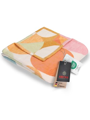 Ibena Venedig Baumwolldecke 140x200 cm - Kuscheldecke 100% Baumwolle pastell bunt, angenehm leichte und kuschelweiche Wolldecke, hochwertige Qualität Made in Germany