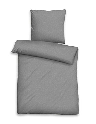 biberna 0676067 Bettwäsche Kopfkissenbezug GOTS Jacqaurd-Satin 1x 40x80 cm titanium