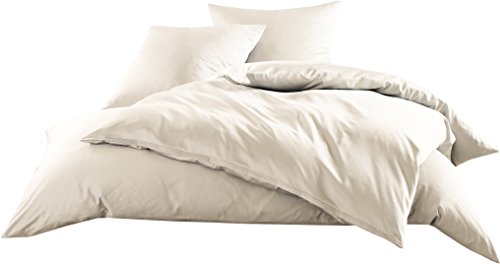 Mako-Satin Baumwollsatin Bettwäsche Uni einfarbig zum Kombinieren (Bettbezug 135 cm x 200 cm, Natur)