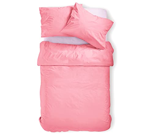 Amolavet Sommer Bettwäsche 135x200 2teilig Set Rosa aus Gebürstetem Mikrofaser Sommerbettwäsche 135x200 Bettbezug 135 X 200 + Kissenbezüg 80x80 Mit Reißverschluss für Einzelbett