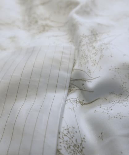 fleuresse Mako-Satin Bettwäsche 135x200 Gräser Streifen Wende weiß Sand 114529-17