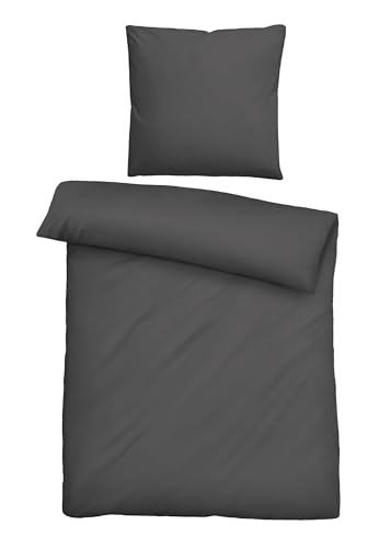 biberna Bettwäsche Tencel 0470500 Uni 1x 135x200 cm + 1x 80x80 cm, Titanium