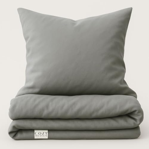 COZY HEAVEN | Luxus Lyocell Bettwäsche (Tencel™) | Gewonnen aus Eukalyptus u.a. | Ultra weich | Hypoallergen | Reduziert Schweiß | Atmungsaktiv & Kühl | Made in Portugal (Stone Grey, 135x200 + 80x80)