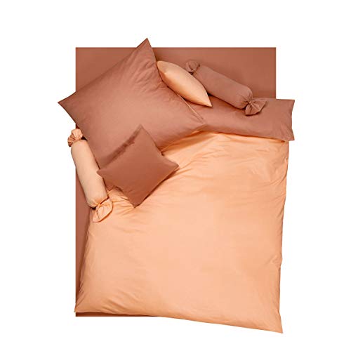 Doris Meyer Interlock-Jersey Wendebettwäsche Milano apricot/Terra Kissenbezug einzeln 40x80 cm