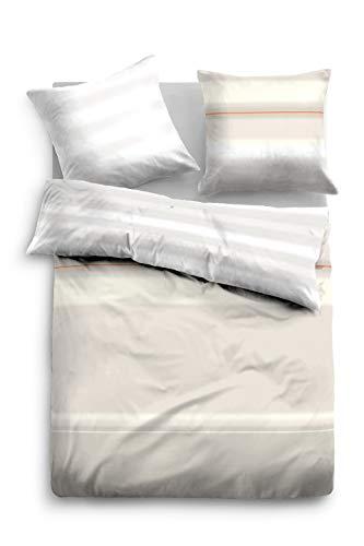 TOM TAILOR 0067608 Bettwäsche Garnitur mit Kopfkissenbezug Baumwoll-Satin Multicolor 1x 155x220 cm + 1x 80x80 cm sand