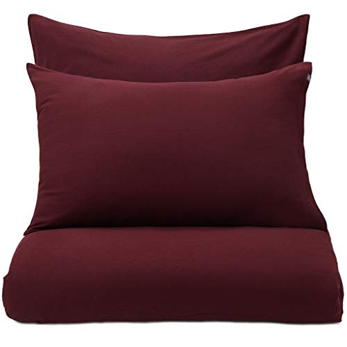 URBANARA Flanell-Bettwäsche Montrose Kissenbezug 100% Baumwolle 80x40 cm in Weinrot