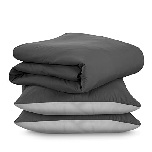 SIMPLIUM Bettwäsche 135x200 cm | Bettbezug zum Wenden aus Microfaser | Bettwäsche grau | Atmungsaktives Bettwäsche Set