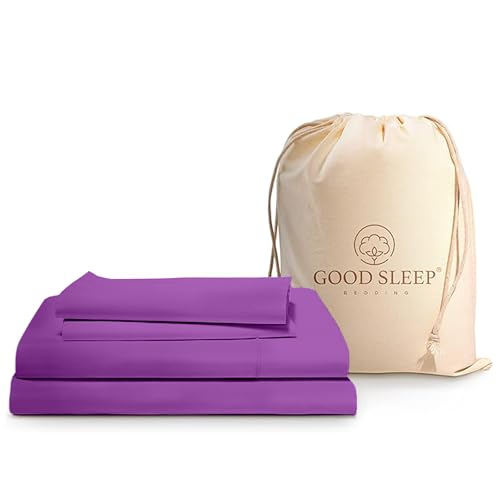 Good Sleep Bedding Bettwäsche-Set für Doppelbett, 100 % ägyptische Baumwolle, Fadenzahl 1000, 3-teilig, extra lange Bettlaken für Schlafsaal, Hotel, 40,6 cm tief, extra lang, violette Bettlaken