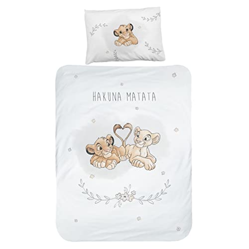 MTOnlinehandel König der Löwen Babybettwäsche 135x100 Flanell/Biber, 1 Kissenbezug 40x60 + 1 Bettbezug 100x135 cm ? Hochwertige Kinder-Bettwäsche mit Reißverschluss
