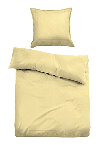 TOM TAILOR 0500500 Bettwäsche Garnitur mit Kopfkissenbezug Leinen Natural Colors 1x 135x200 cm + 1x 80x80 cm + 1x 40x40 cm lemon