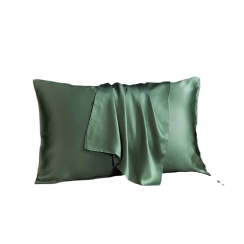 Seiden Kissenbezug Seidenkissenbezug, Haarschutz, Kissenbezug, einfarbig, Bettwäsche FüR Haar Und Haut(Green,40x60cm 1pc)