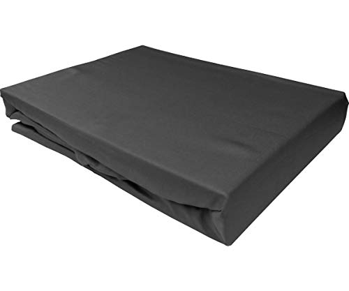 Bettwaesche-mit-Stil Mako Satin Spannbettlaken Spannlaken Spannbetttuch (180 cm x 200 cm, Matratzenhhöhe 5-10cm, Anthrazit)