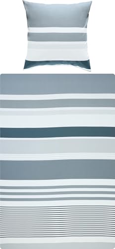 REDBEST Bettwäsche, Bettgarnitur Renforcé anthrazit Größe 80x80 cm / 135x200 cm - mit praktischem Reißverschluss anschmiegsam, strapazierstark, 100% Baumwolle