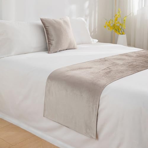 QRGMKL Neue Bettläufer Tagesdecke einfarbige Bettschals Moderne einfache Bettwäsche Beschützer Mode Bettwäsche Dekor für Schlafzimmer Hotel Hochzeitszimmer-Beige||2 Pillowcases(45X45cm)