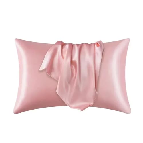 VMDVBNA Seidenkissenbezug Seidenkissenbezug Echte Seide Kissenbezug Bettwäsche Kissenbezüge(Pink,51x66c m)