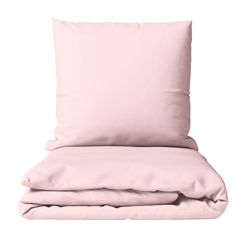 Leonado Vicenti Uni Bettwäsche-Set 135x200 Microfaser mit Reißverschluss Allen Farben wählbar, Farbe:Rosa