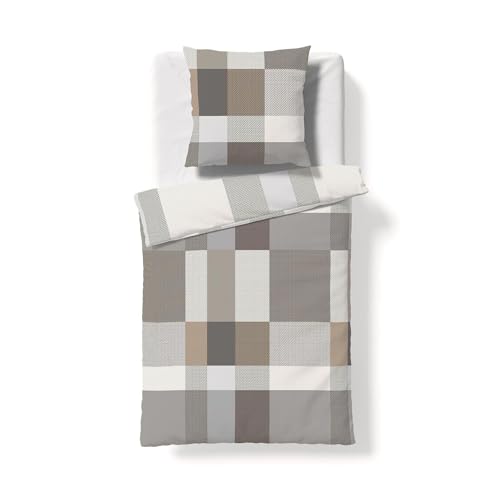 fleuresse Feinbiber Bettwäsche Aspen Groningen braun 1 Bettbezug 135 x 200 cm + 1 Kissenbezug 80 x 80 cm
