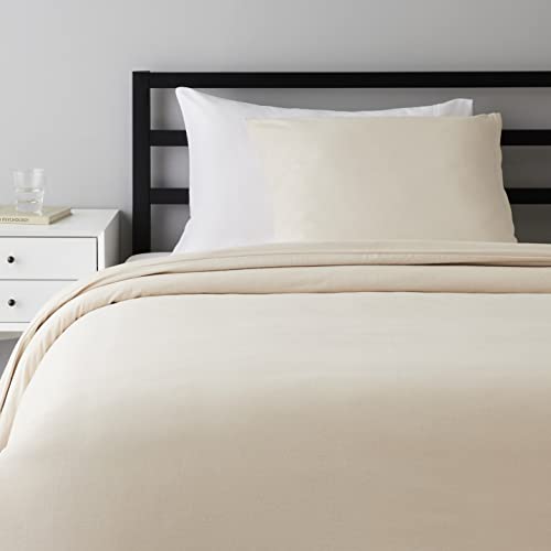 Amazon Basics 2 Stück Bettwäsche-Set, Fein-Biber, 135 x 200 cm, Beige, Einfarbig, Geblümt