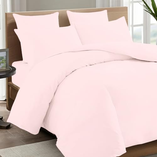 Pizuna 600 Fadenzahl aus Baumwolle Bettwäsche Helles Rosa, 100% Langstaple Baumwolle Bettbezug und Kissenbezug, 100% Baumwolle Mako Satin 2-Teilig Bettwäscheset 140x200 + 70x90 Helles Rosa