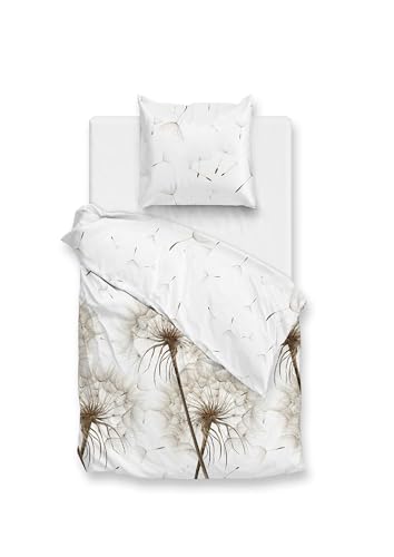 Zo!Home Bettwäsche »Renforcé« 100% Baumwolle | Reißverschluss | 155x220 & 80x80 | Fehu | Pusteblumen, weiß