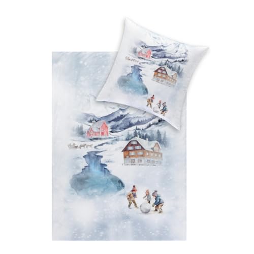 ESTELLA Kuschelflanell Bettwäsche Mountain Lake Silber