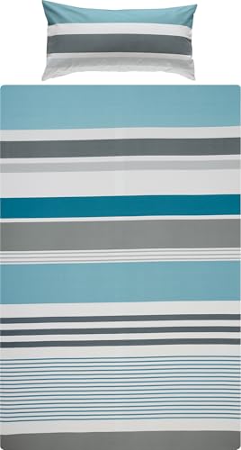 REDBEST Bettwäsche, Bettgarnitur Renforcé türkis Größe 40x80 cm / 135x200 cm - mit praktischem Reißverschluss anschmiegsam, strapazierstark, 100% Baumwolle