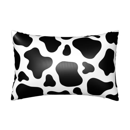 Satin-Kissenbezug, Kuh-Druck, seidige Kissenbezüge für Haar und Haut, mit Reißverschluss, Punkte, kühlender Kissenbezug für Bettwäsche, Wohnzimmer, Sofa, 50 x 75 cm