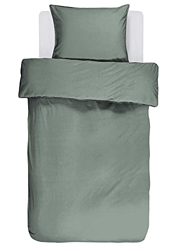 ESSENZA Bettwäsche Guy Sea Green, 135x200 + 1x 80x80 cm, 100% Baumwollrenforce, Uni