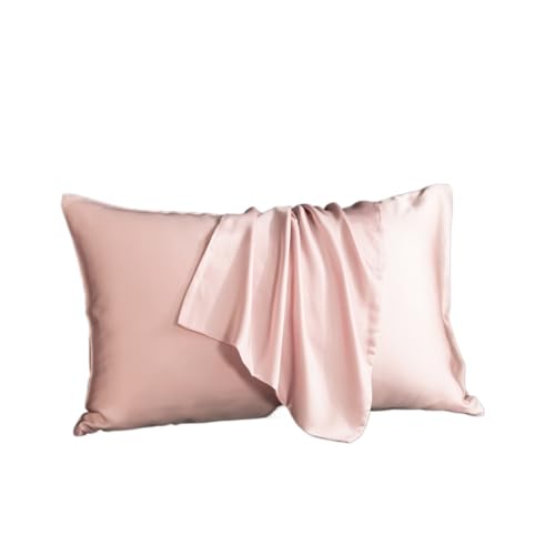 Seiden Kissenbezug Seidenkissenbezug, Haarschutz, Kissenbezug, einfarbig, Bettwäsche FüR Haar Und Haut(Light pink,51x66cm 2pcs)