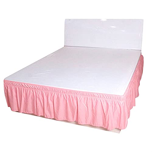 Bettrock,Bed Skirt Einfarbiger elastischer Bettrock for Zuhause, Hotel, Schlafzimmer, Bettseitendekorationen, schützende Bettwäsche, abnehmbarer Bettbandrock, Heimtextilien(Pink,150x20 0x40cm)