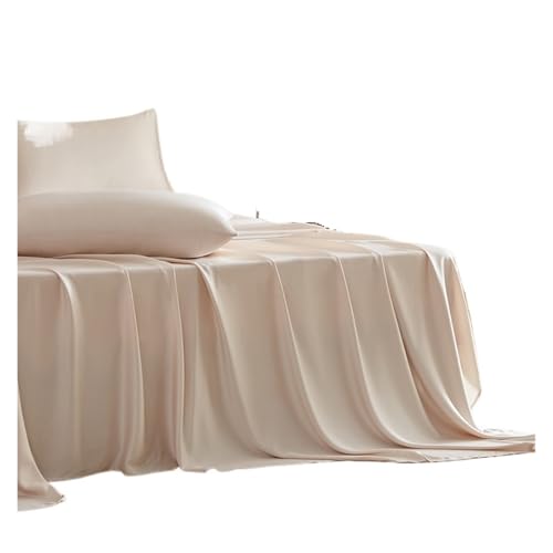Spannbettlaken Seide 4/6-teiliges Seidenbettlaken-Set, ultraseidig weiches Bettwäsche-Set, Spannbettlaken und Bettlaken, Kissenbezug, Doppelbett, Kingsize-Bett(Color 2,Twin Size 4pcs)