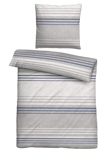 biberna Melange-Flanell Bettwäsche 0840516 QUERSTREIFEN
