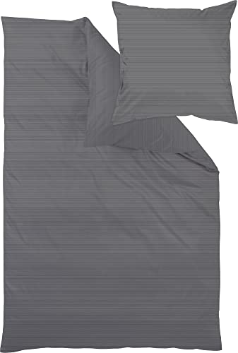 Curt Bauer Bettwäsche Bente Mako-Brokat-Satin Stone Größe 155x220 cm (40x80 cm)