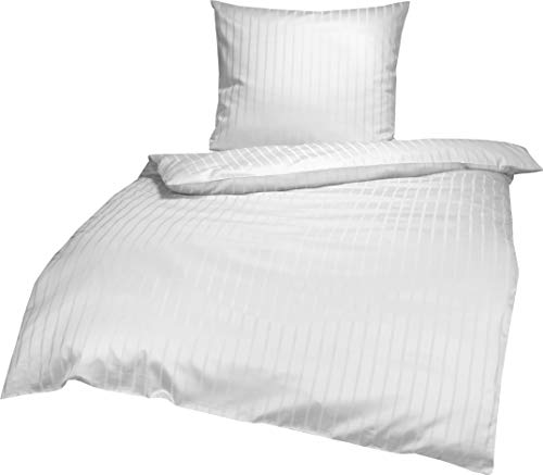 Lorena Textil Verona Mako-Satin Bettwäsche Baumwolle (weiß, 135x200 cm + 80x80 cm)