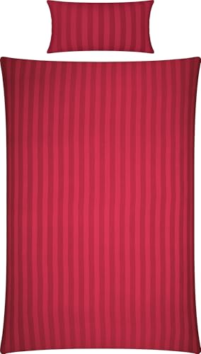 Erwin Müller Mako-Damast Bettwäsche-Set Fürth mit Streifen, Bettbezug, weinrot Größe 40x80 cm / 135x200 cm - temperaturausgleichend, Kochfest, mit Reißverschluss, 100% Baumwolle Erwin Müller Mako-Damast Bettwäsche-Set Fürth mit Streifen, Bettbezug, weinrot Größe 40x80 cm / 135x200 cm - temperaturausgleichend, Kochfest, mit Reißverschluss, 100% Baumwolle