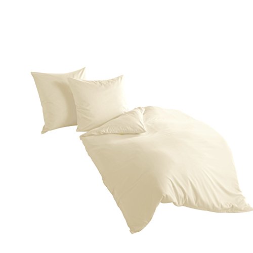 Bierbaum hochwertige Uni Fein Biber Bettwäsche 2 tlg. 135x200cm einfarbig Leinen 100% Baumwolle
